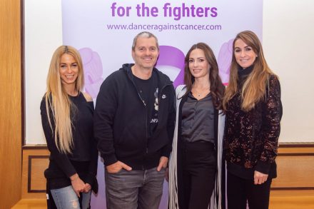 VIENNA, AUSTRIA - DECEMBER 02: Dance school owner, professional and Dancer against Cancer organizer Yvonne Rueff, Austrian star photographer Manfred Baumann, entrepreneur and patron of the charity initiative CCCs -Poker with Heart- Henrieta Zanoni and Austrian make-up artist and digital influencer, entrepreneur and astrologer Nelly Baumannon after the photo shoot for the 11th edition of the Dancer Against Cancer - DAC charity calendar photo 2022 at WIEN, OESTERREICH - 02. DEZEMBER: Tanzschulbesitzerin, Profitaenzerin und Dancer against Cancer Organisatorin Yvonne Rueff, Oesterreichischer Star-Fotograf Manfred Baumann, Unternehmerin und Schirmherrin der Charity Initiative CCCs -Poker mit Herz- Henrieta Zanoni und Oesterreichische Make Up Artist und digitaler Influencerin, Unternehmerin und Astrologin Nelly Baumannnach dem Fotogshooting fuer die 11. Auflage des Dancer Against Cancer - DAC Charity-Kalenderfoto 2022 in der Tanzschule Rueff am 02. Dezember in Wien, Oesterreich.